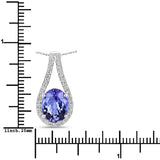 3.80 Carat Genuine Tanzanite and White Diamond 14K White Gold Pendant