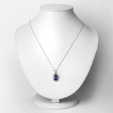 4.06 Carat Genuine Tanzanite and White Diamond 14K White Gold Pendant