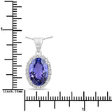4.06 Carat Genuine Tanzanite and White Diamond 14K White Gold Pendant