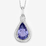 4.58 Carat Genuine Tanzanite and White Diamond 14K White Gold Pendant