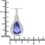 4.58 Carat Genuine Tanzanite and White Diamond 14K White Gold Pendant
