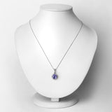 4.30 Carat Genuine Tanzanite and White Diamond 14K White Gold Pendant