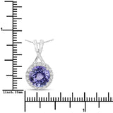 4.30 Carat Genuine Tanzanite and White Diamond 14K White Gold Pendant