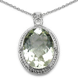 8.20 Carat Genuine Green Amethyst .925 Sterling Silver Pendant