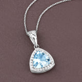 2.24 Carat Genuine Aquamarine and White Diamond 14K White Gold Pendant