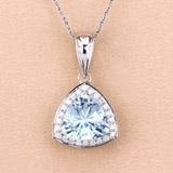 2.24 Carat Genuine Aquamarine and White Diamond 14K White Gold Pendant