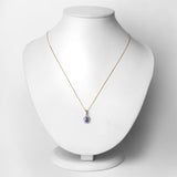 0.86 Carat Genuine Tanzanite and White Diamond 14K Yellow Gold Pendant