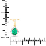 0.84 Carat Genuine Zambian Emerald and White Diamond 14K Yellow Gold Pendant