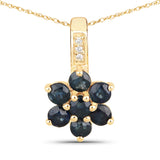 0.43 Carat Genuine Blue Sapphire and White Diamond 10K Yellow Gold Pendant