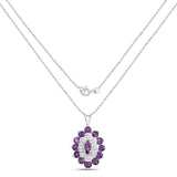 1.23 Carat Genuine Amethyst and White Diamond .925 Sterling Silver Pendant