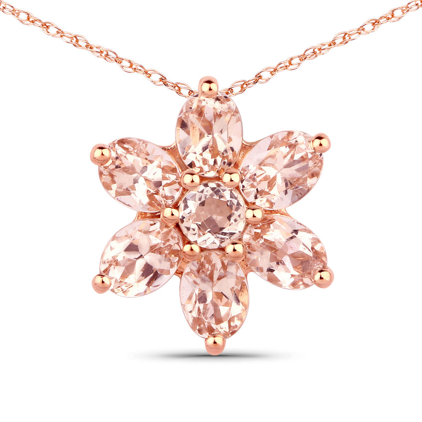 0.99 Carat Genuine Morganite 10K Rose Gold Pendant