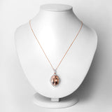 19.62 Carat Genuine Morganite and White Diamond 14K Rose Gold Pendant