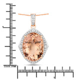 19.62 Carat Genuine Morganite and White Diamond 14K Rose Gold Pendant