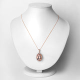 19.45 Carat Genuine Morganite and White Diamond 14K Rose Gold Pendant