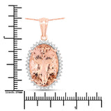 19.45 Carat Genuine Morganite and White Diamond 14K Rose Gold Pendant