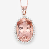 19.45 Carat Genuine Morganite and White Diamond 14K Rose Gold Pendant