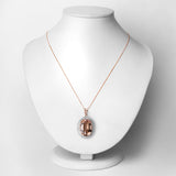 18.87 Carat Genuine Morganite and White Diamond 14K Rose Gold Pendant