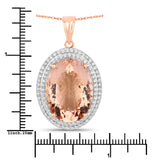 18.87 Carat Genuine Morganite and White Diamond 14K Rose Gold Pendant