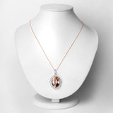 23.12 Carat Genuine Morganite and White Diamond 14K Rose Gold Pendant