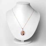 23.68 Carat Genuine Morganite and White Diamond 14K Rose Gold Pendant