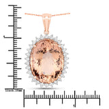 23.68 Carat Genuine Morganite and White Diamond 14K Rose Gold Pendant