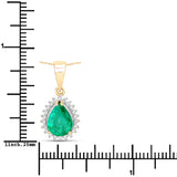 1.84 Carat Genuine Zambian Emerald and White Diamond 14K Yellow Gold Pendant