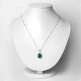 2.70 Carat Genuine Zambian Emerald and White Diamond 14K Yellow Gold Pendant