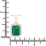2.70 Carat Genuine Zambian Emerald and White Diamond 14K Yellow Gold Pendant