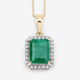 2.70 Carat Genuine Zambian Emerald and White Diamond 14K Yellow Gold Pendant