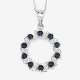 1.30 Carat Genuine Blue Sapphire and White Topaz .925 Sterling Silver Pendant