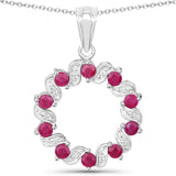 1.40 Carat Genuine Ruby and White Topaz .925 Sterling Silver Pendant