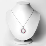 1.40 Carat Genuine Ruby and White Topaz .925 Sterling Silver Pendant