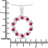 1.40 Carat Genuine Ruby and White Topaz .925 Sterling Silver Pendant