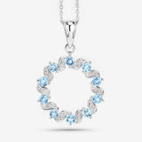 1.30 Carat Genuine Swiss Blue Topaz and White Topaz .925 Sterling Silver Pendant