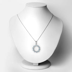 1.30 Carat Genuine Swiss Blue Topaz and White Topaz .925 Sterling Silver Pendant