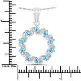 1.30 Carat Genuine Swiss Blue Topaz and White Topaz .925 Sterling Silver Pendant