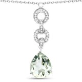 5.11 Carat Genuine Green Amethyst and White Topaz .925 Sterling Silver Pendant
