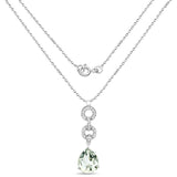 5.11 Carat Genuine Green Amethyst and White Topaz .925 Sterling Silver Pendant
