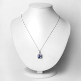 3.31 Carat Genuine Tanzanite and White Diamond 14K White Gold Pendant