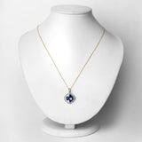 3.95 Carat Genuine Tanzanite and White Diamond 14K Yellow Gold Pendant