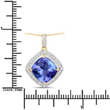 3.95 Carat Genuine Tanzanite and White Diamond 14K Yellow Gold Pendant