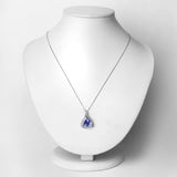 3.73 Carat Genuine Tanzanite and White Diamond 14K White Gold Pendant