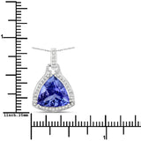 3.73 Carat Genuine Tanzanite and White Diamond 14K White Gold Pendant