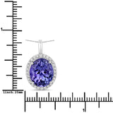 7.27 Carat Genuine Tanzanite and White Diamond 14K White Gold Pendant