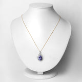 5.91 Carat Genuine Tanzanite and White Diamond 14K Yellow Gold Pendant