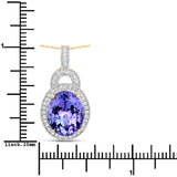 5.91 Carat Genuine Tanzanite and White Diamond 14K Yellow Gold Pendant