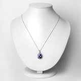 6.72 Carat Genuine Tanzanite and White Diamond 14K White Gold Pendant