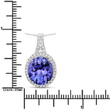 6.72 Carat Genuine Tanzanite and White Diamond 14K White Gold Pendant