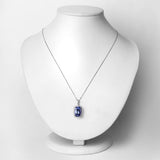 6.80 Carat Genuine Tanzanite and White Diamond 14K White Gold Pendant