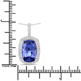 6.80 Carat Genuine Tanzanite and White Diamond 14K White Gold Pendant